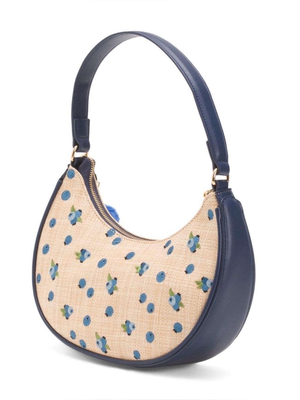 š«šBETSEY JOHNSON Straw Blueberry Shoulder Bag With Blueberry Pom-Pom Charm - Picture 6 of 15